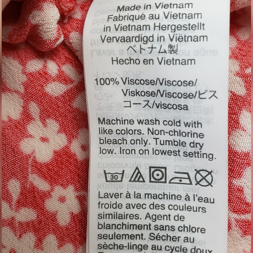 J. Crew Ditsy Floral Tiered Shirtdress Sz S  Red White Cottagecore Twee Prarie - Picture 12 of 13